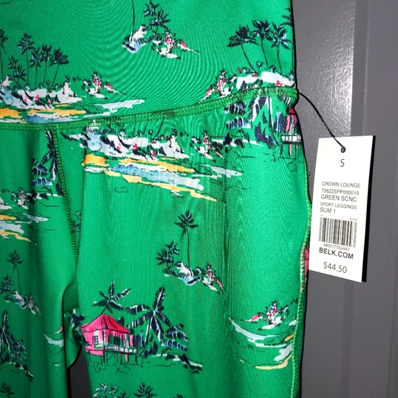 Crown & Ivy Womens Green Tropical Leggings (S) - Picture 5 of 8
